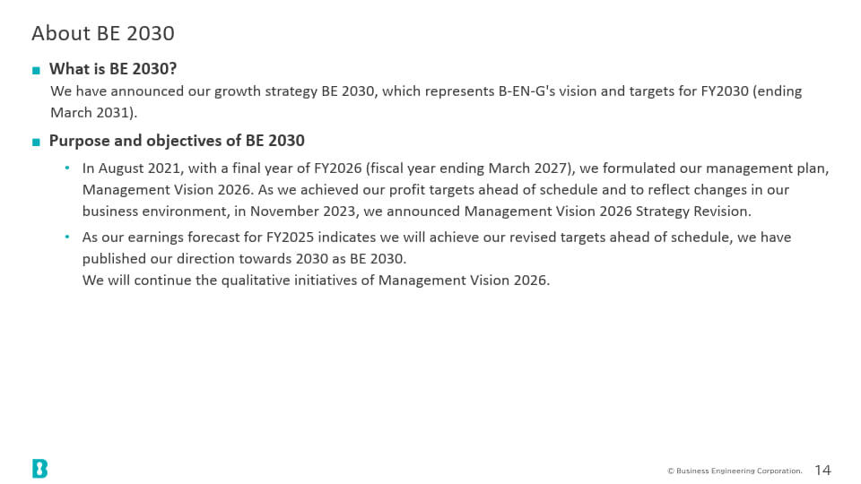 BE 2030について
