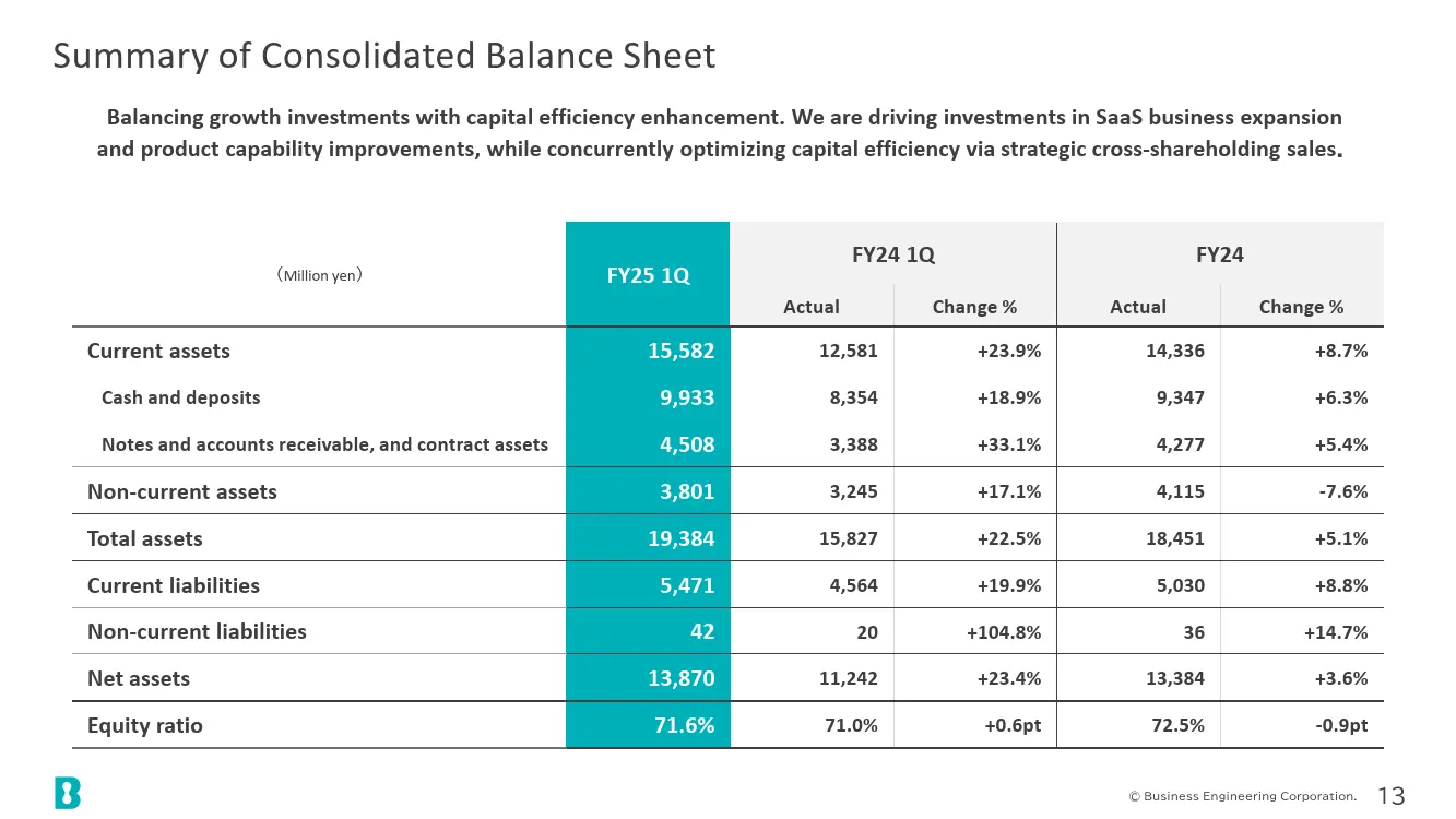 Summary of Consolidated Balance Sheet