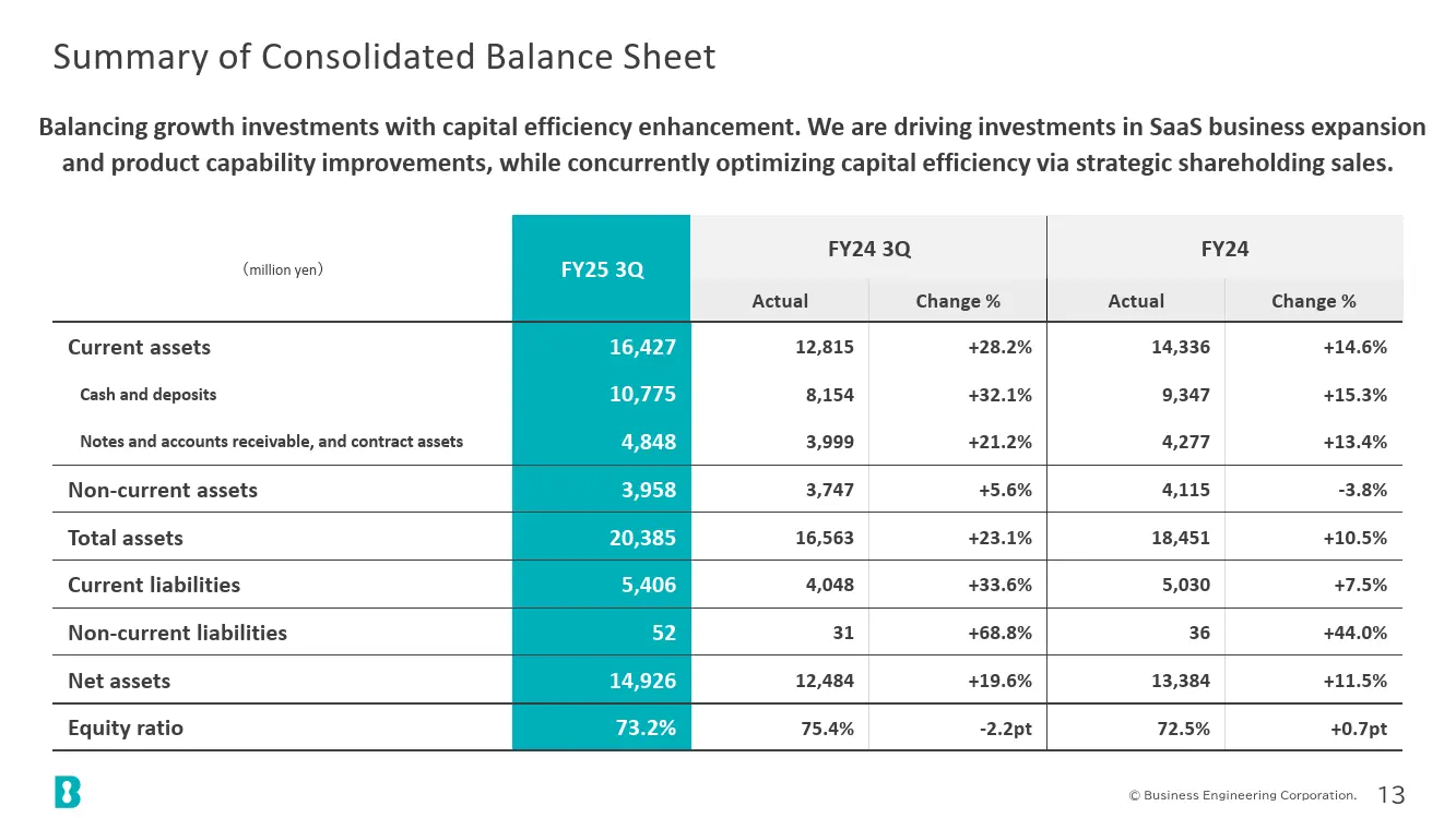 Summary of Consolidated Balance Sheet