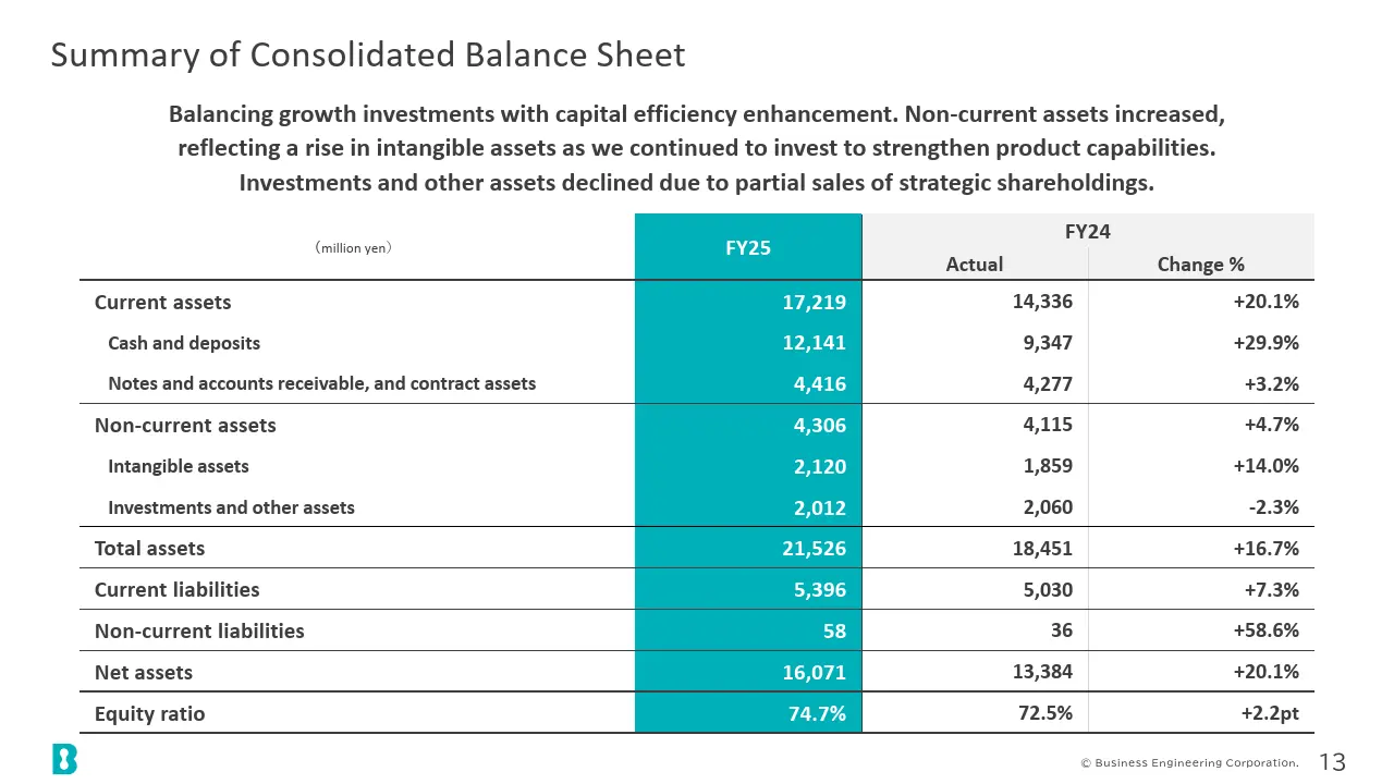 Summary of Consolidated Balance Sheet