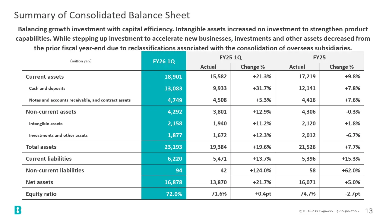 Summary of Consolidated Balance Sheet